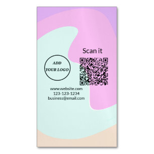 Carte De Visite Magnétique Simple minimum q r code ajouter logo code d'analys