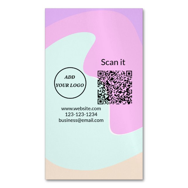 Carte De Visite Magnétique Simple minimum q r code ajouter logo code d'analys (devant Vertical)