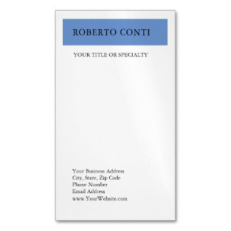 Carte De Visite Magnétique Simple moderne Plat Minimaliste Bleu Blanc