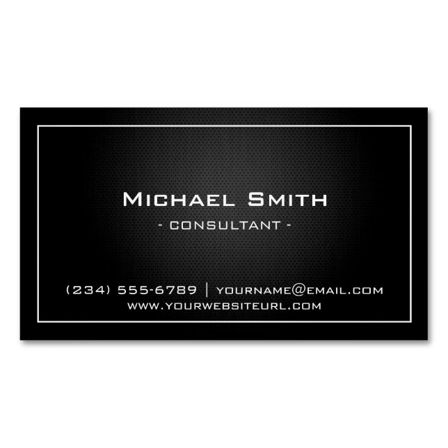 Carte De Visite Magnétique Simple professionnel Black Metallic moderne look (devant)