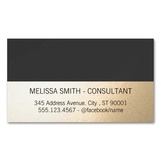 Carte De Visite Magnétique Simple Professionnel Or Gris Luxe (devant)