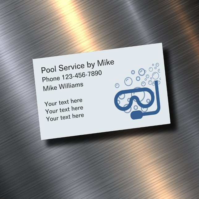 Carte De Visite Magnétique Simple Service de Piscine (Créateur téléchargé)