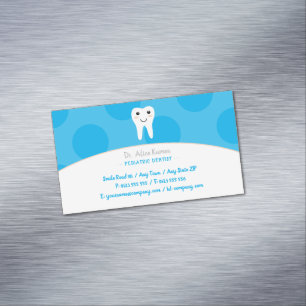 Carte De Visite Magnétique Sky Blue Dentist pour enfants   Dentiste pédiatriq