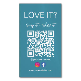 Carte De Visite Magnétique Snap And Share Qr Code Facebook Instagram