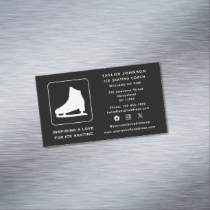 Carte De Visite Magnétique Social Media Instructeur de patinage sur glace Coa