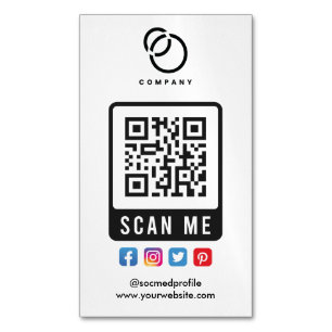 Carte De Visite Magnétique Social Media Scan ME QR Code Logo Moderne Simple
