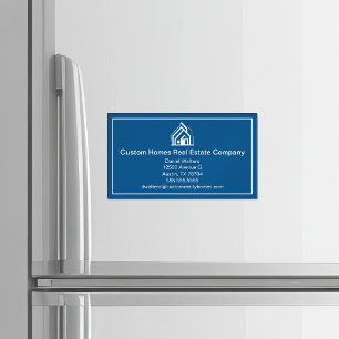 Carte De Visite Magnétique Société Immobilière Moderne Bleue Accueil Agent Im