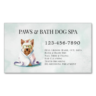 Carte De Visite Magnétique Spa adorable pour chien aquarelle vert
