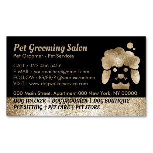 Carte De Visite Magnétique Spa de bain en or Dog Grooming Salon