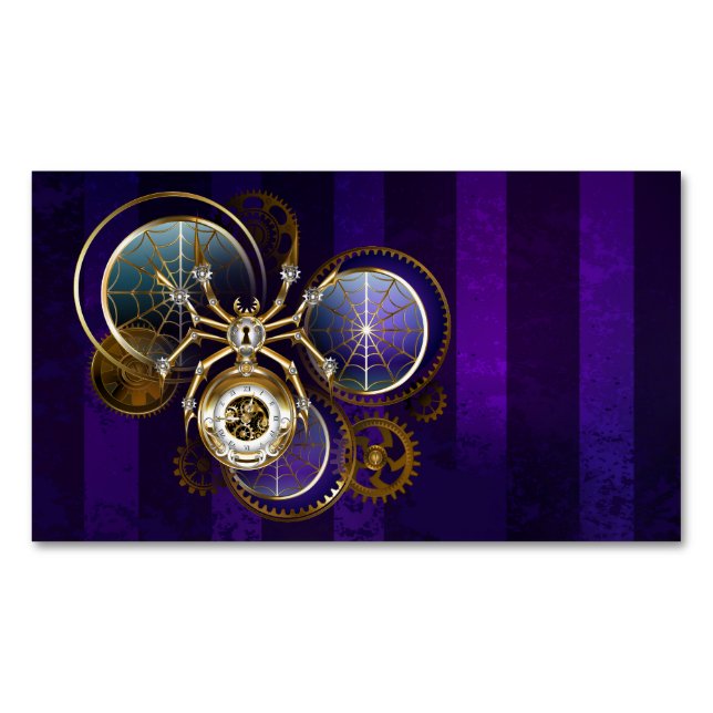 Carte De Visite Magnétique Spider Steampunk sur Arrière - plan pourpre (devant)