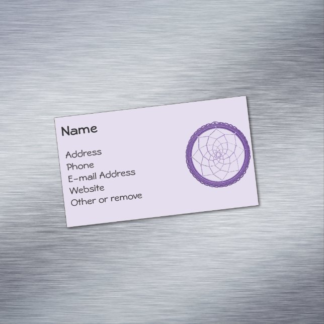 Carte De Visite Magnétique Spirituel violet amérindien Dream Catcher (In Situ)