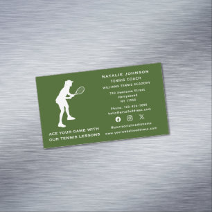Carte De Visite Magnétique Sports Social Media Entraîneur de tennis Femme