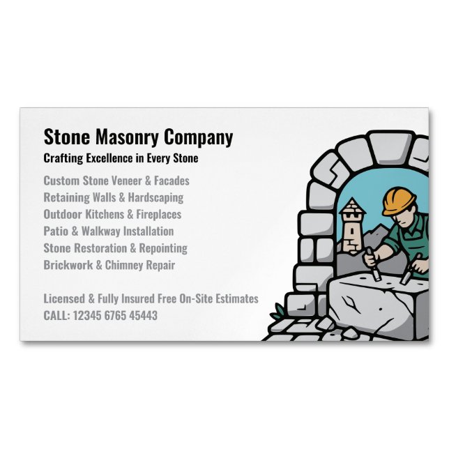 Carte De Visite Magnétique Stone Masonry Company Services Logo (devant)