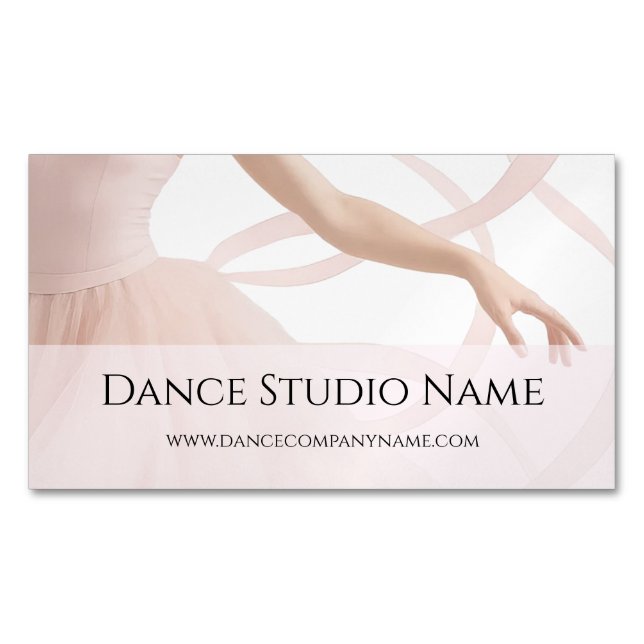 Carte De Visite Magnétique Studio de danse Danseuse de ballet Site Web Rose p (devant)