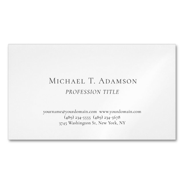 Carte De Visite Magnétique Style Rétro Élégant Simple Noir & Blanc (devant)