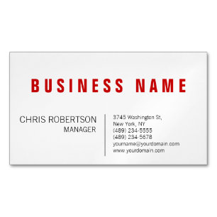 Carte De Visite Magnétique Style rouge blanc moderne minimaliste unique