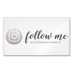 Carte De Visite Magnétique Suivez-moi Social Media Instagram Silver Grey