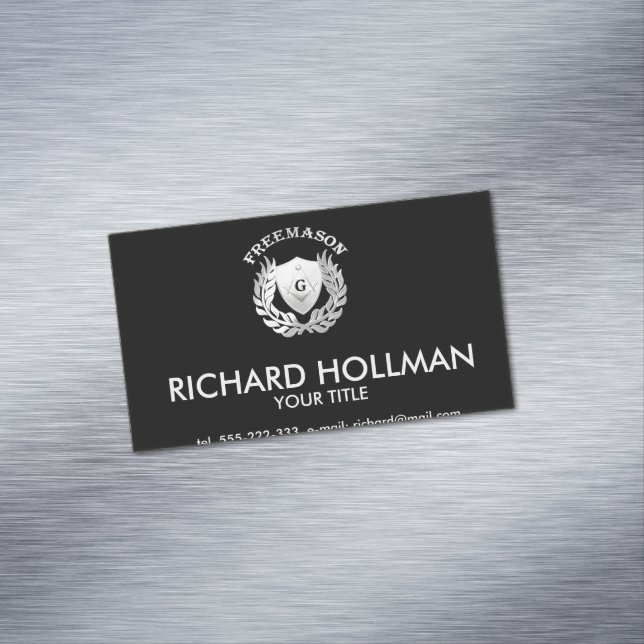 Carte De Visite Magnétique Symbole de maçonnerie en argent (In Situ)