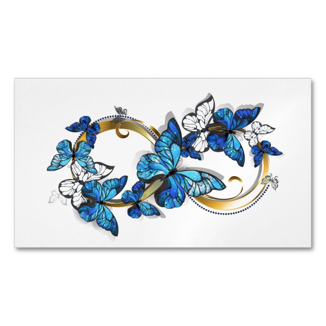 Carte De Visite Magnétique Symbole infini de papillons Morpho bleus (devant)