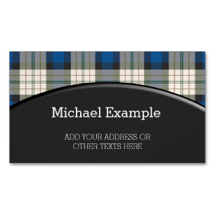 Carte De Visite Magnétique Tartan plaids motif - beige bleu traditionnel