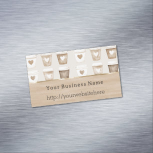 Carte De Visite Magnétique Tasses Cœur Café Crème nom du site Web de l'entrep