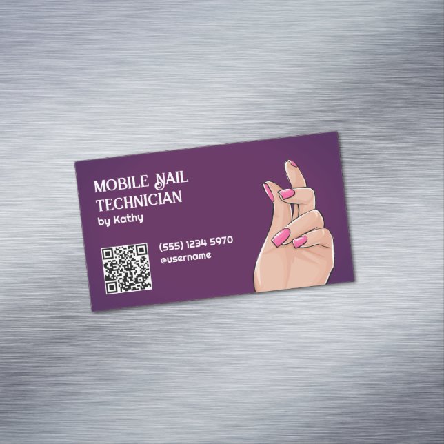 Carte De Visite Magnétique Technicien d'ongle mobile QR personnalisé (In Situ)