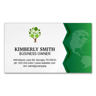 Carte De Visite Magnétique Terre verte   Icône Arbre