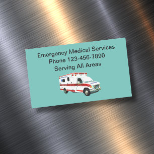 Carte De Visite Magnétique Thème d'ambulance des services médicaux d'urgence