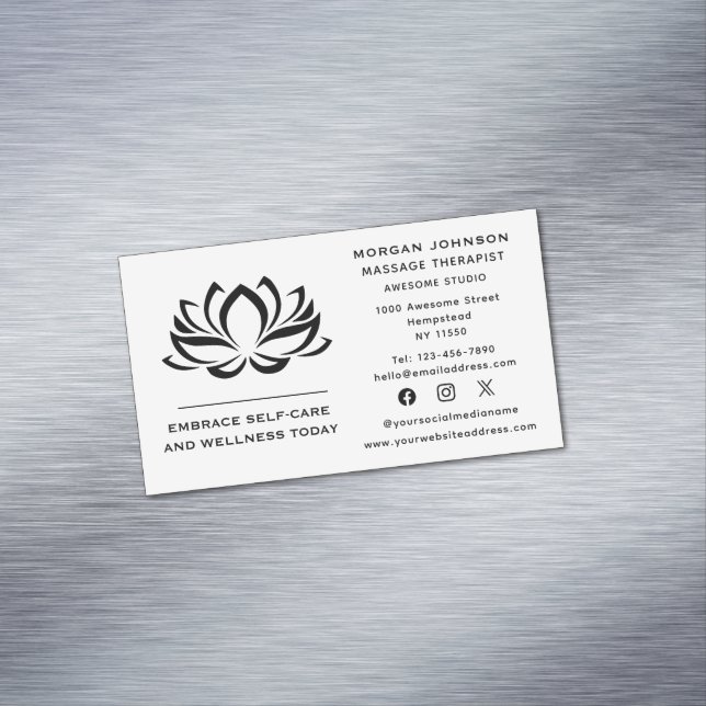 Carte De Visite Magnétique Thérapie de massage de fleurs Lotus Médias sociaux (In Situ)