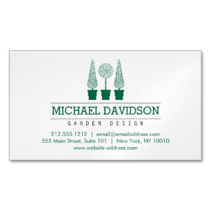 Carte De Visite Magnétique Topiary Trio Gardener Paysage Vert foncé