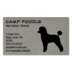 Carte De Visite Magnétique Toy Poodle Dog Silhouette Faux Style Bois