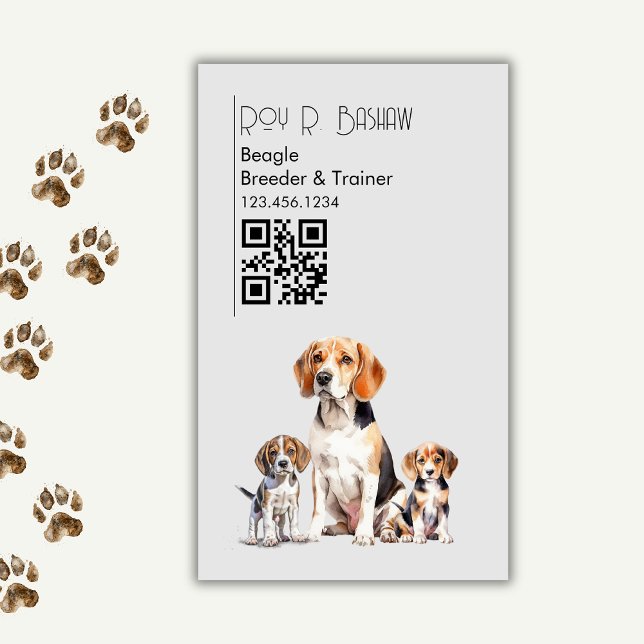 Carte De Visite Magnétique Trainer éleveur de chien Beagle mignon QR Code Can (Créateur téléchargé)