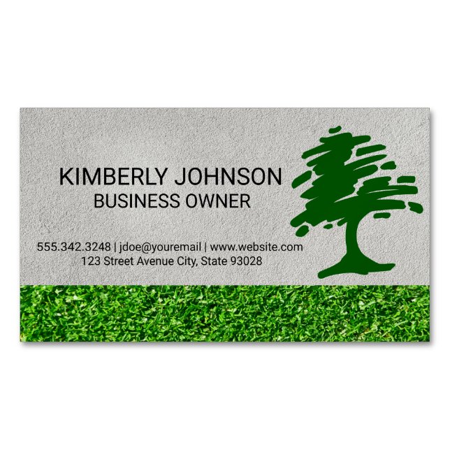 Carte De Visite Magnétique Tree Stylized Logo | Lawn Care (devant)