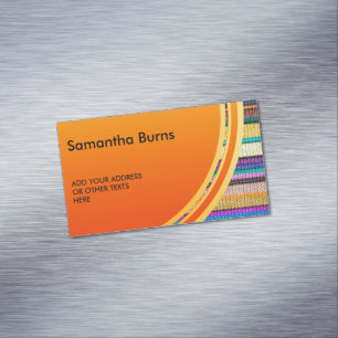 Carte De Visite Magnétique Tricot coloré Bandes motif transparent 1