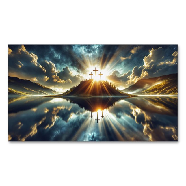 Carte De Visite Magnétique Trois croix sur un lac (devant)