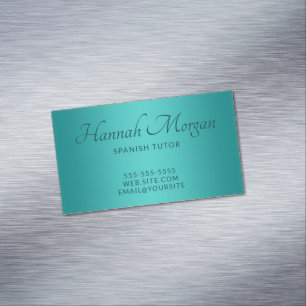 Carte De Visite Magnétique Turquoise moyen ombré sarcelle élégant script