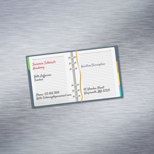 Carte De Visite Magnétique Tutorat de carnet (In Situ)