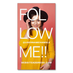 Carte De Visite Magnétique Typographiques audacieux me suivent pleine photo