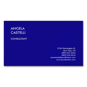 Carte De Visite Magnétique Ultramarine Bleu tendance moderne minimaliste plat