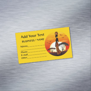 Carte De Visite Magnétique Une belle femme africaine Silhouette sur les solei