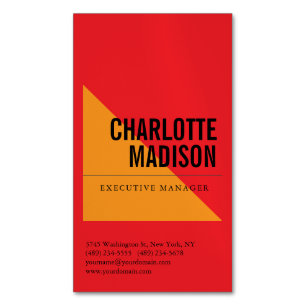 Carte De Visite Magnétique Unilatéral rétro rouge élégant tendance minimalist