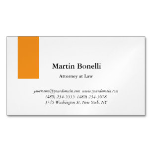 Carte De Visite Magnétique Unique Classique Simple Orange & Blanc