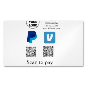 Carte De Visite Magnétique Venmo paypal scan pour payer ajouter q r code logo