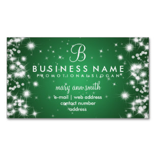 Carte De Visite Magnétique Vert simple professionnel de monogramme