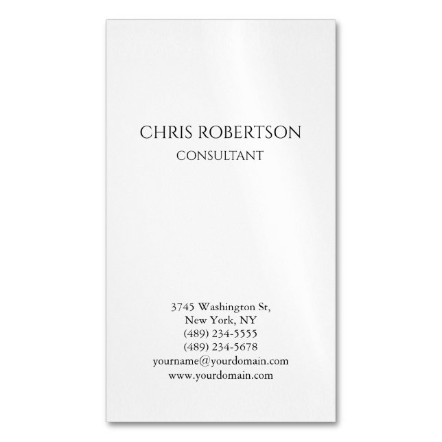 Carte De Visite Magnétique Vertical Plain Original Modern Minimalist Simple (devant Vertical)