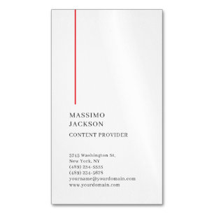 Carte De Visite Magnétique Vertical Plain Simple Noir Blanc Rouge Minimaliste