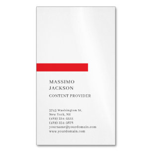 Carte De Visite Magnétique Vertical Plain Simple Noir Blanc Rouge Minimaliste