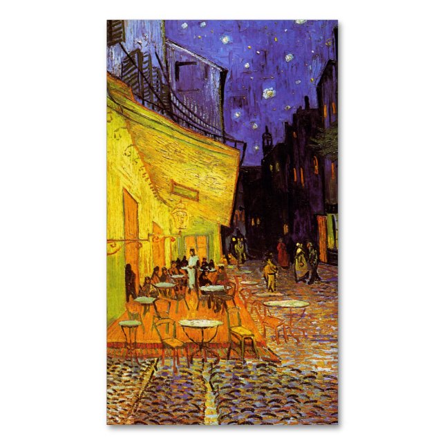 Carte De Visite Magnétique Vincent Van Gogh Café Terrasse Au Night Fine Art (devant Vertical)