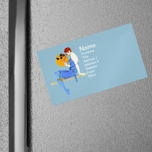 Carte De Visite Magnétique Vintage Lady Moon Red Hair des années 1920