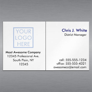 Carte De Visite Magnétique Votre logo ou photo Simple Blanc clair Professionn